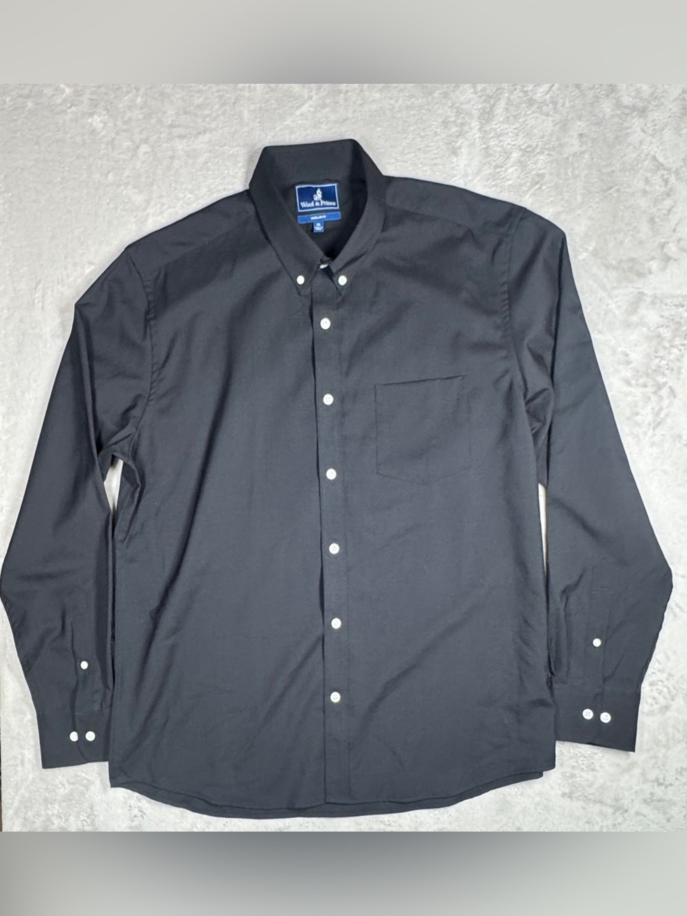 Wool & Prince 100% Worsted Wool Black Men’s Button Down Collared Shirt Size XL